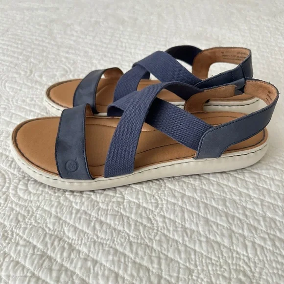 Born Women’s Jayla Navy Blue Cross-Strap Sandals Size 9 - Picture 7 of 16